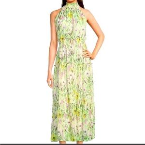 Taylor Floral Maxi Dress Spring Green Purple Flowy Size 8